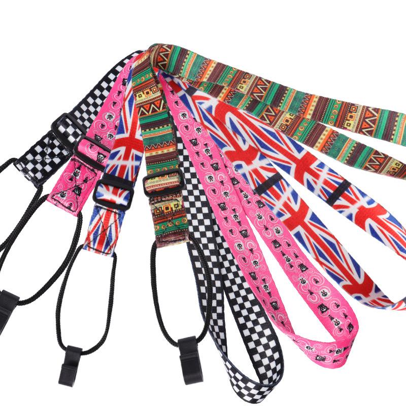Adjustable Ukulele Strap Printing Ribbon Clip-on Hawaii Style 4 String Guitar Belt Sling Instrument Guitar Accessories