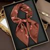 Luxury Square Satin Scarf Women Fruit Cherry Pattern Shawls and Wraps Fashion Small Bag Scarves Hair Tie Bandanas 70*70Cm