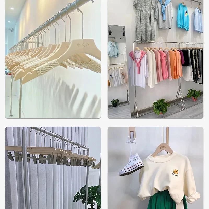 Wholesale Shops Customized Seamless Wooden Skirt Clips for Women's Adult Anti Slip Hangers Pants Dress Coat Suits Support Rack