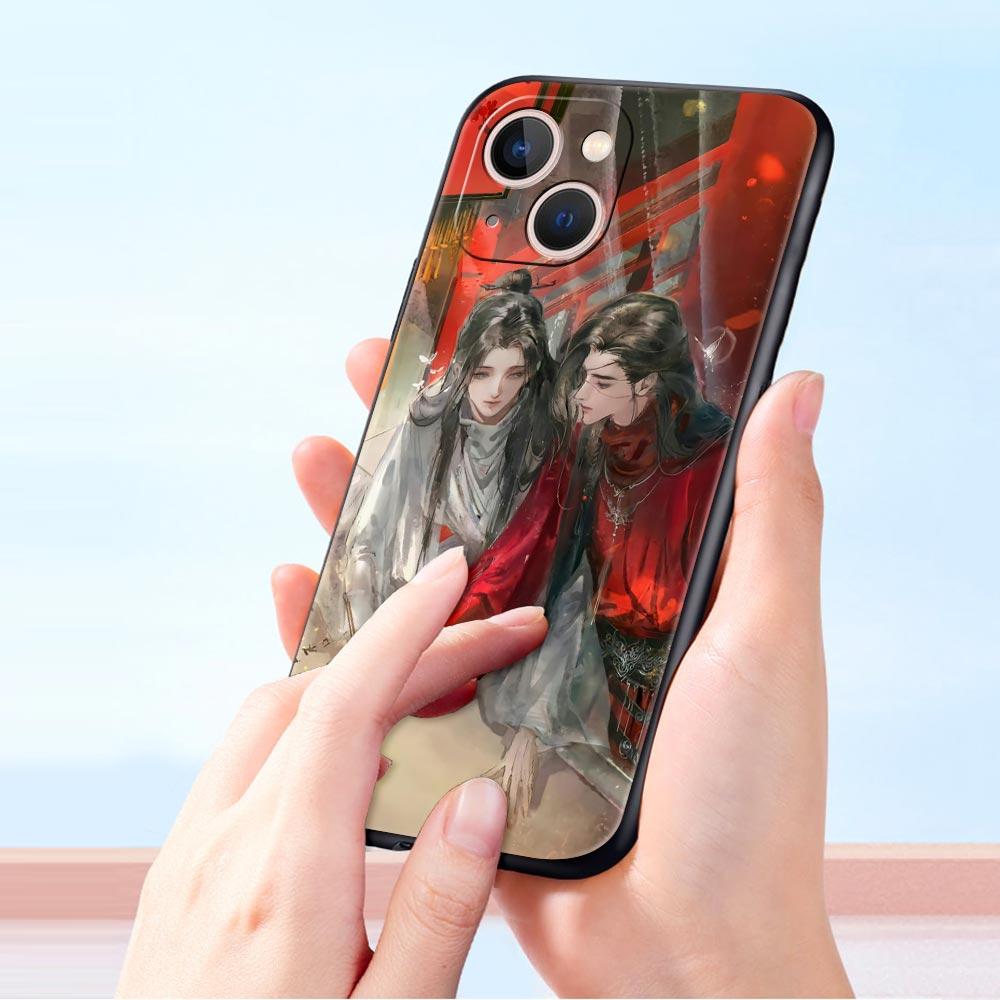 Tian Guan Ci Fu Благословение Небесного Чиновника Роскошный Чехол для Телефона Для iPhone 15 13 14 12 11 Pro MAX XR X SE XS 7 8 Plus Черный Чехол