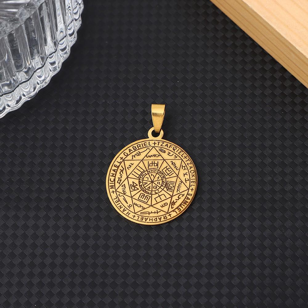 Мужское ожерелье из нержавеющей стали с подвеской в виде магического круга семи архангелов