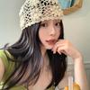Flower Hat Pile Thin Retro Handmade Breathable Woven Versatile Hollow Hook Flower Knitted Toe Cap Yarn Hat