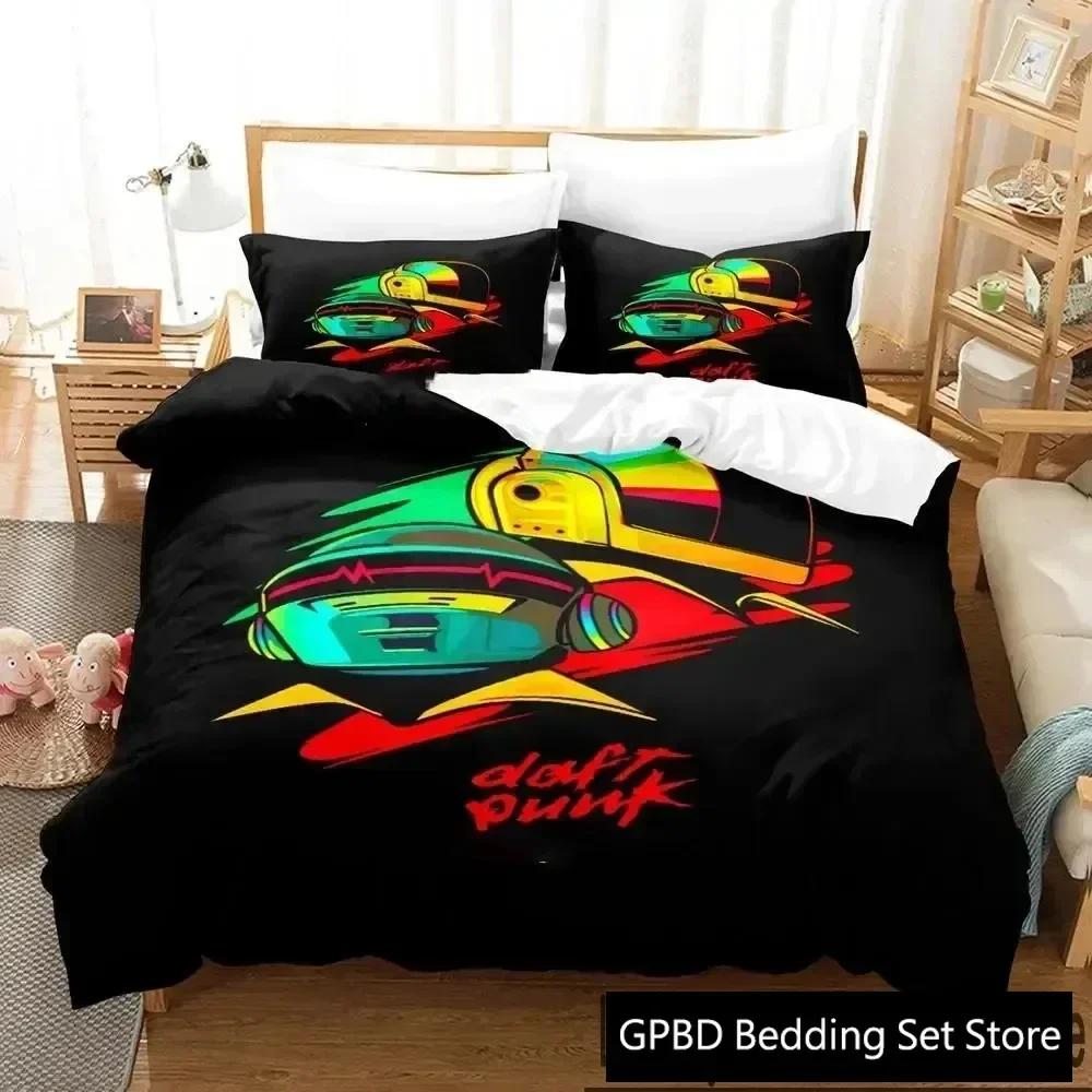 Luxury New 3D Print Daft Punk Bedding Set Duvet Cover Bed Set Quilt Cover Pillowcase King Queen Size Boys Adult Bedding Set