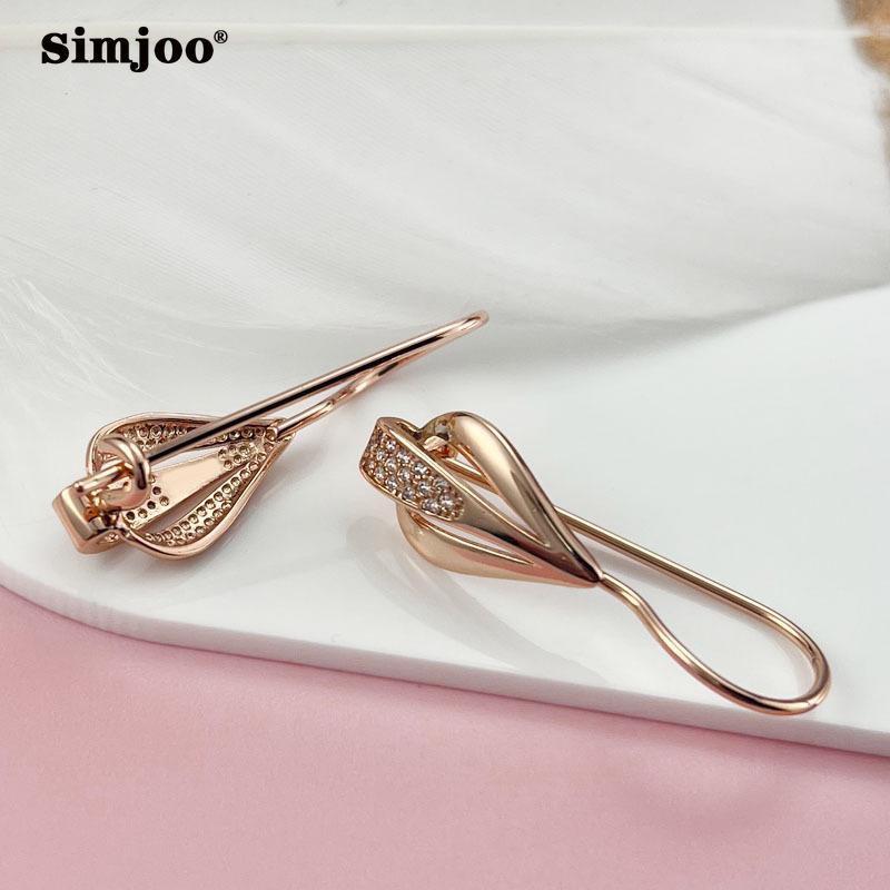 SIMJOO 585 серьги из розового золота темперамент длинные серьги уникальные капли воды