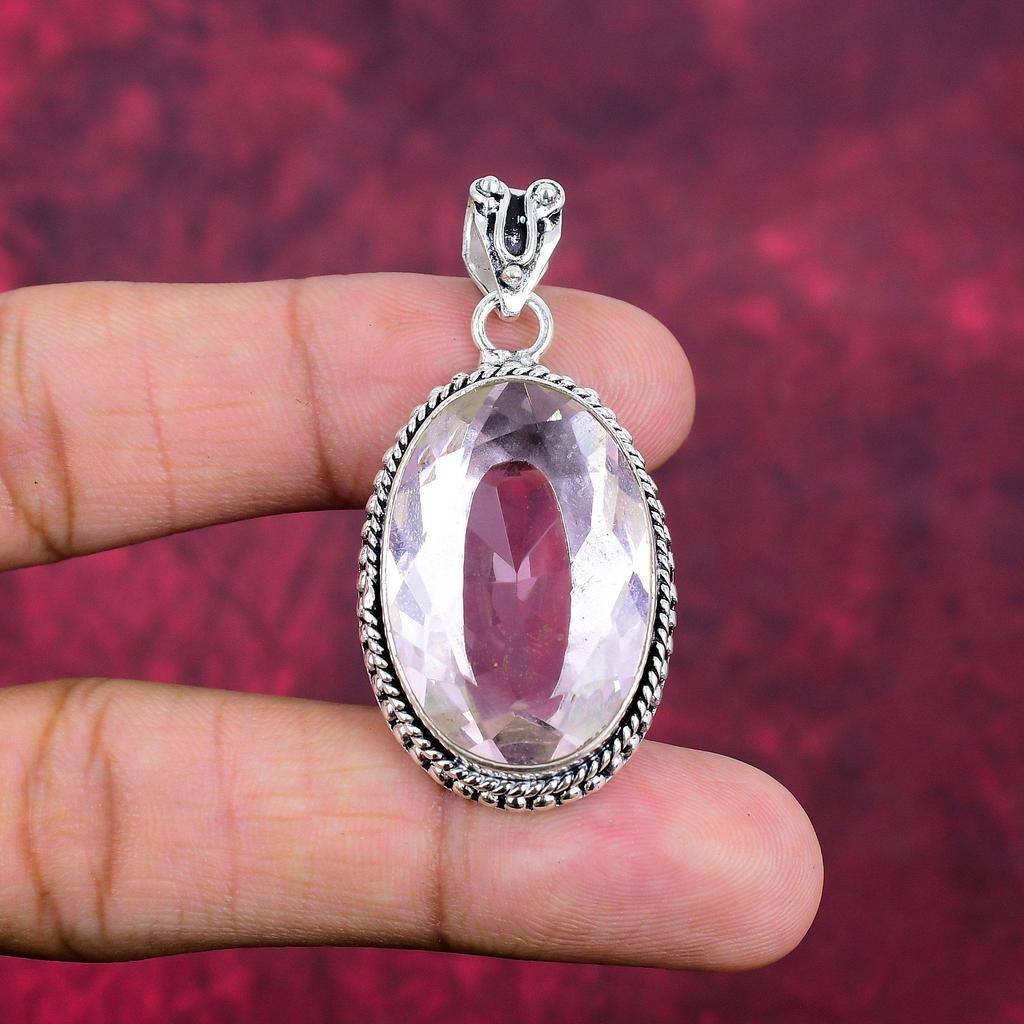 Подвеска из розового кунцита, 925 пробы, кулон из чистого серебра, ювелирные изделия ручной работы с драгоценными камнями, подарки для жены, абсолютно новый кулон