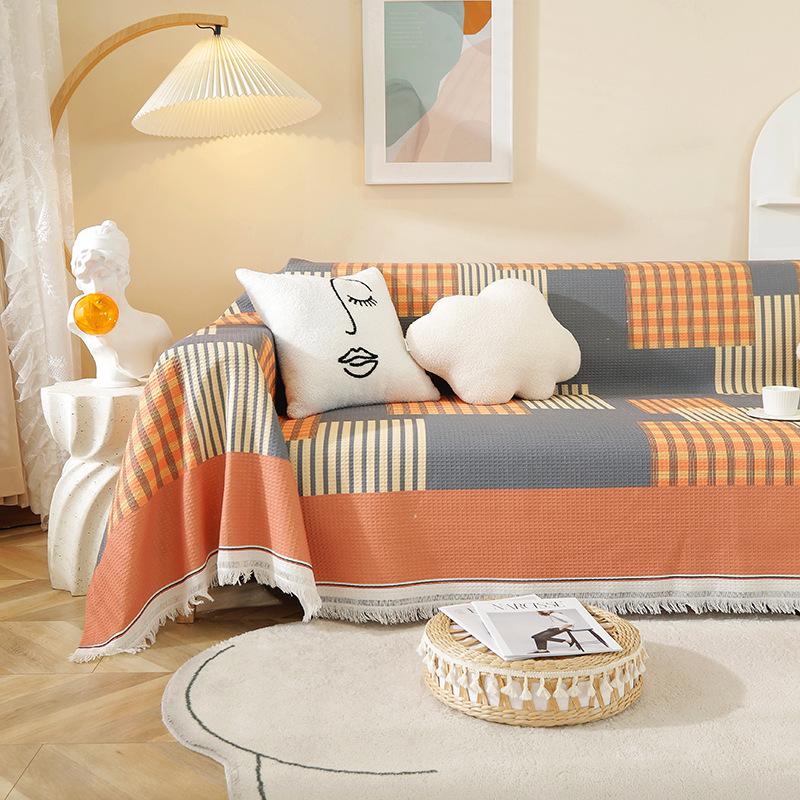 Чехол и подушка для дивана с противоскользящим покрытием в стиле бохо - для круглогодичного использования