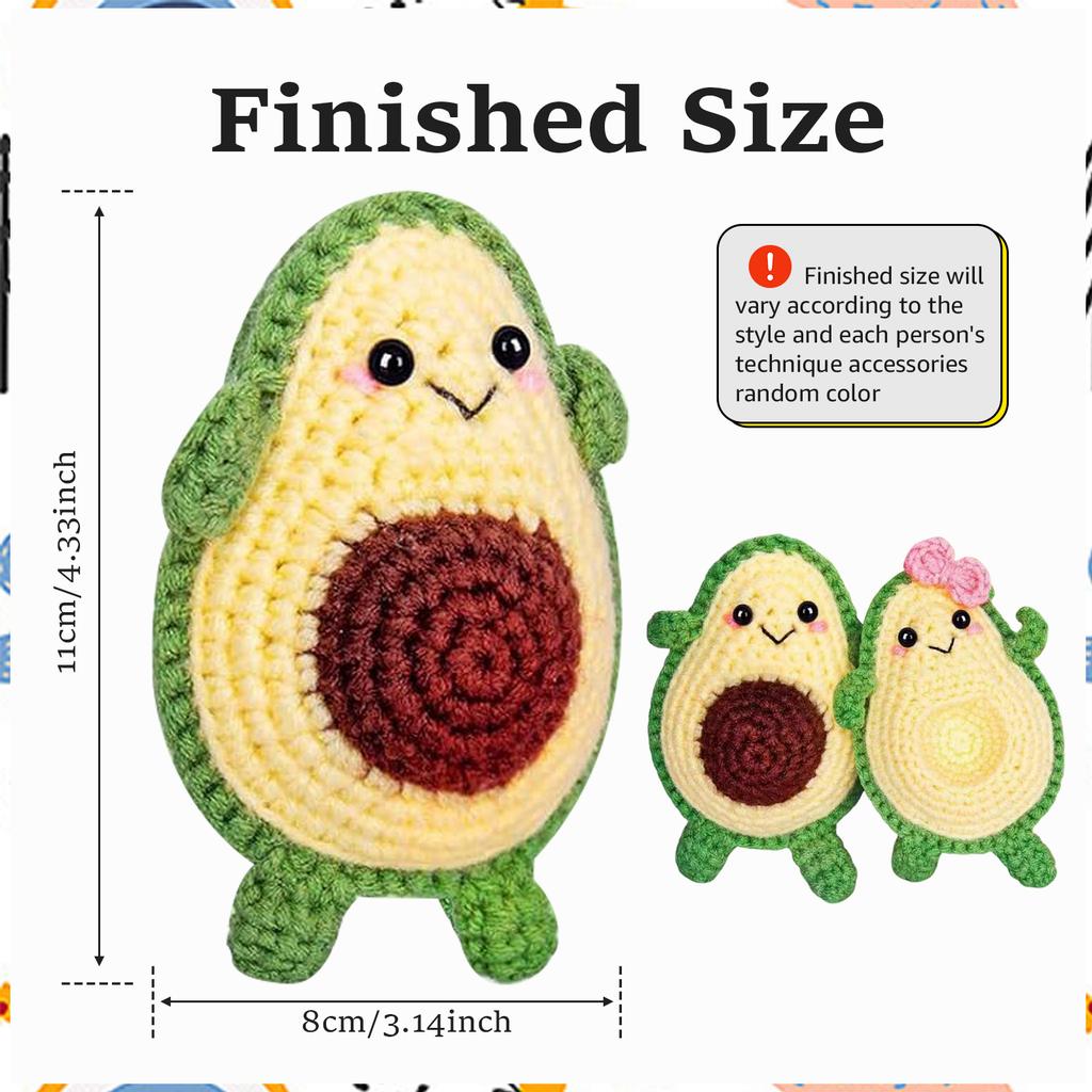 DIY Cute Cartoon Doll Crochet Tool Kit with Wool Stuffing Crochet Hooks Keychain Pendants with Step-by-Step Video Tutorials