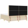 Boxspring Bed with LED Light Strips Cream 180 x 200 cm Fabric