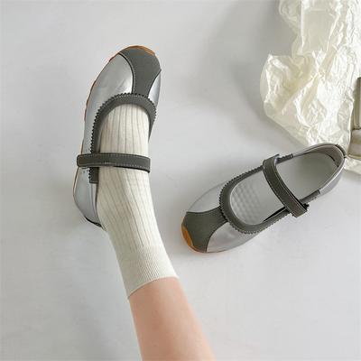 Temperament легкие серебристые балетки на плоской подошве женские новинка 2025 года весна ретро французские туфли Мэри Джейн