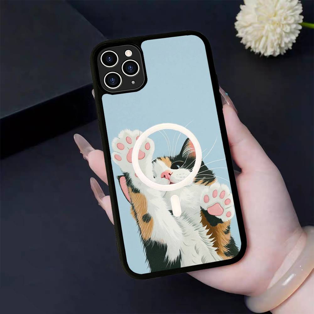 A Cute Comic Cat For Magsafe Magnetic Phone Case For IPhone 17 16 Pro Max 15 Plus 14 13 12 11 Cover