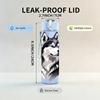 1PC Wolf Head Monochrome Line Art 750ml Color Plastic Sports Water Bottle Leakproof Flip Straw Lid Suitable for Sports Office Home Use