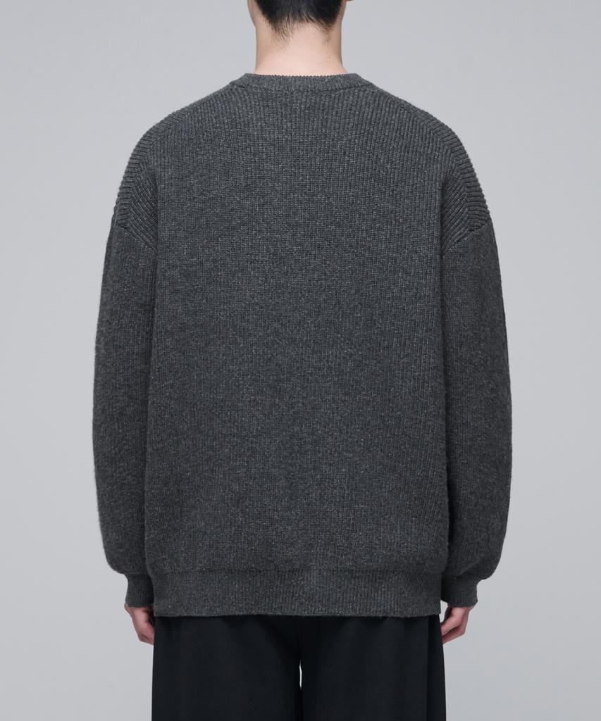 MUSINSA STANDARD Oversized Ribbed Crew Neck Knit [Medium Grey]