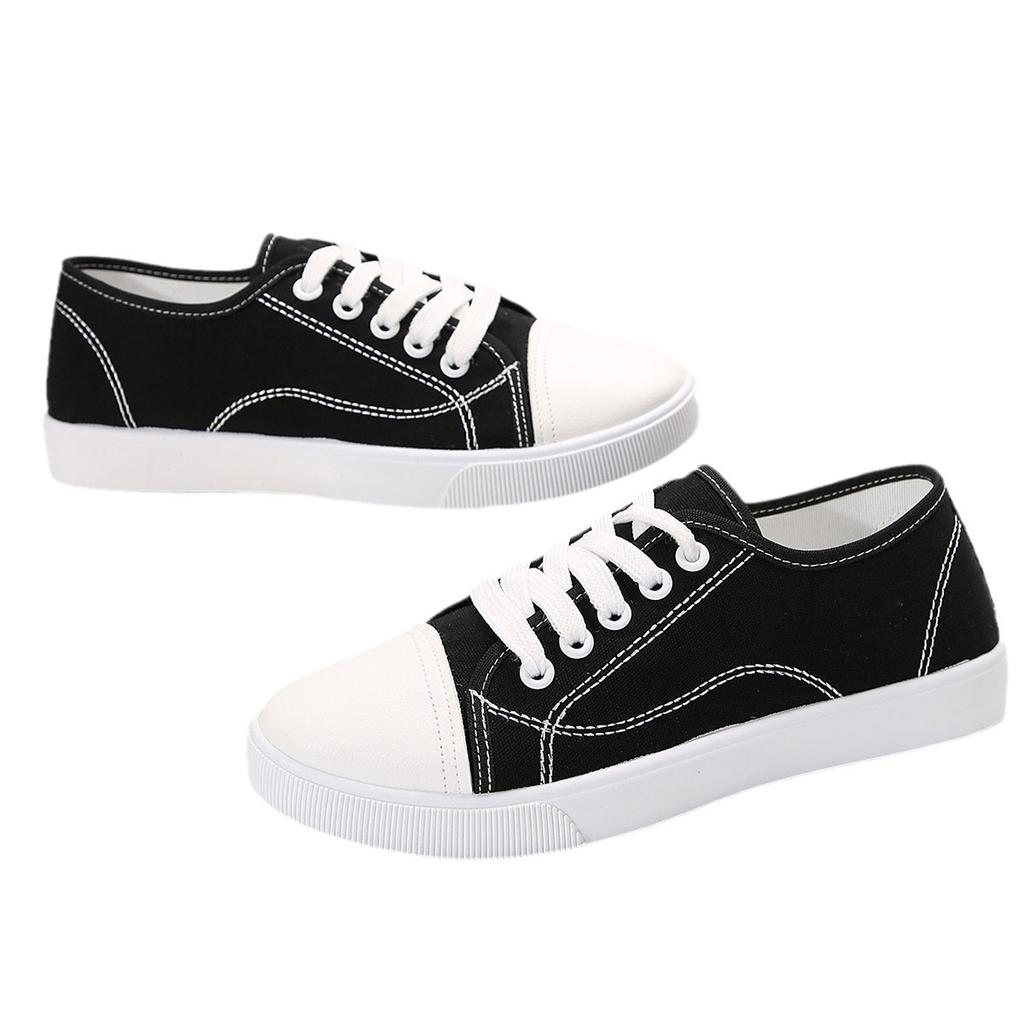Женские модные парусиновые кроссовки, повседневные теннисные туфли на плоской подошве Zapatillas De Deporte, белые и черные лоферы 2024