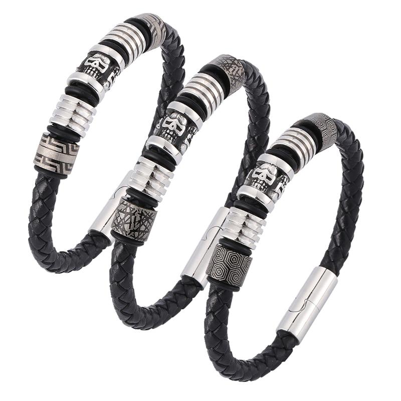 Punk Jewelry Skull Small Adorn Article Genuine Leather Bracelets Charm Men Bangles