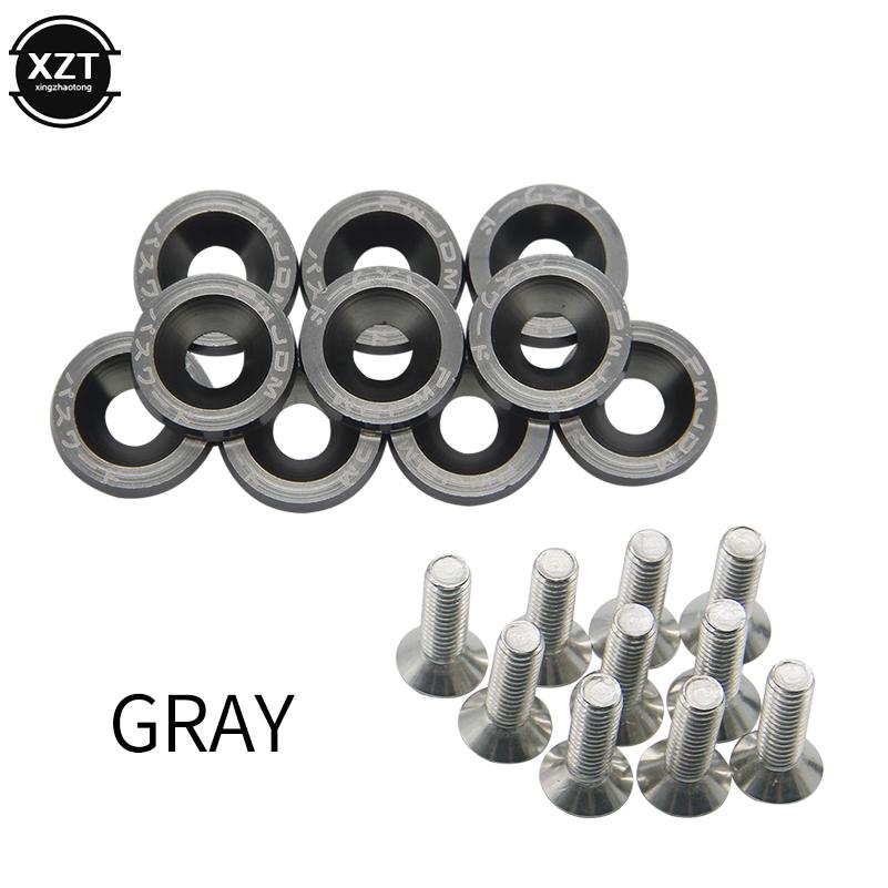 Car Styling 10PCS M6x20mm Red JDM Bolt Aluminum Fender Bumper Washer License Plate Bolt Engine Bay Dress Screw Billet Kit