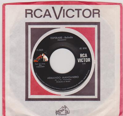 7-дюймовая пластинка АРМАНДО МАНСАНЕРО - Esperare / Si Me Faltas Tu 762624 RCA Victor US Latin Б/У