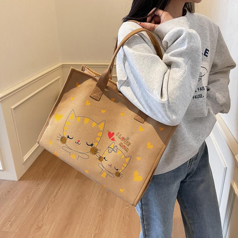 Холщовая сумка большой вместимости женская весна-лето 2025 новая универсальная студенческая сумка для занятий и поездок на работу японский и корейский стиль инс сумка-тоут
