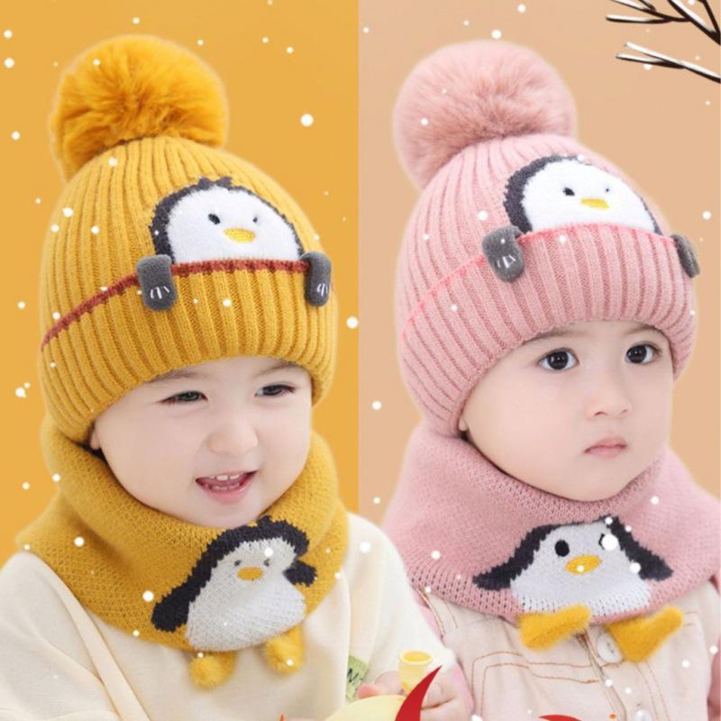Girls' Winter Wool Hat - Plush, Warm, Cute Knitted Hat for Babies.