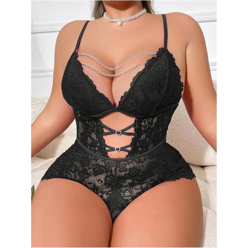 European and American new sex underwear, sexy lace hollowed out pure perspective suspender onesie, sexy suit