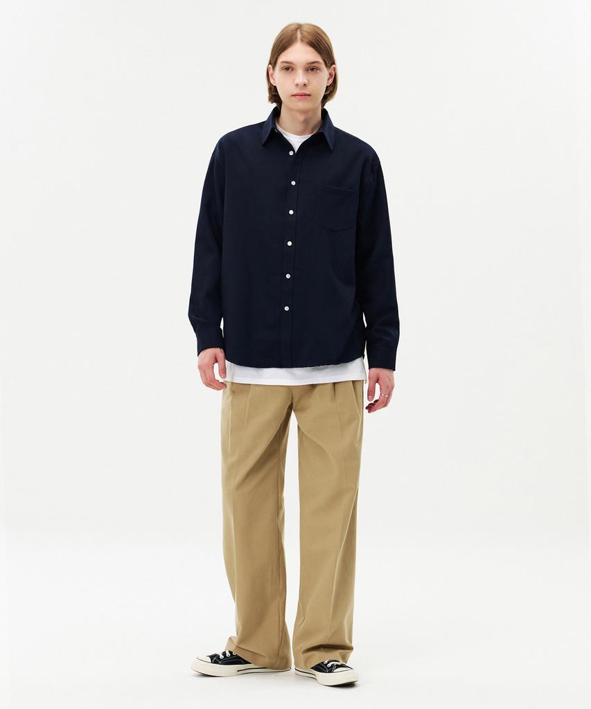 TOPBOY Essential Cotton Two-Tuck Wide Chino Pants Beige