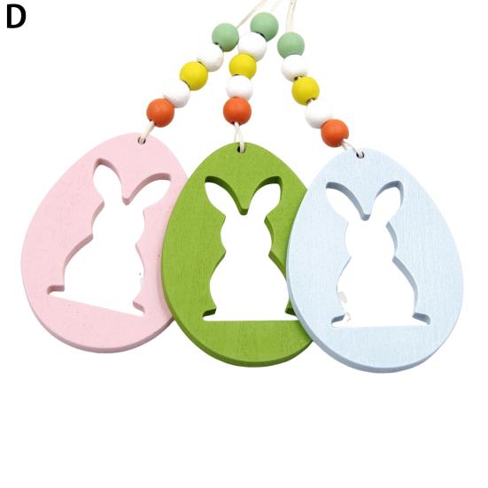 6 шт пасхальных украшений в форме кролика, деревянные подвесные украшения в форме яйца, вырезанный кролик