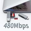 Многофункциональный алюминиевый кард-ридер для карт TF, USB Type A/C, двойной слот, не требует драйверов, для командировок, для обмена документами