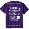 Funny Promoted To Great Grandma Est 2026 Grandmother 100% Cotton T-shirts Fashion Casual Loose Oversized Streetwear T Shirt