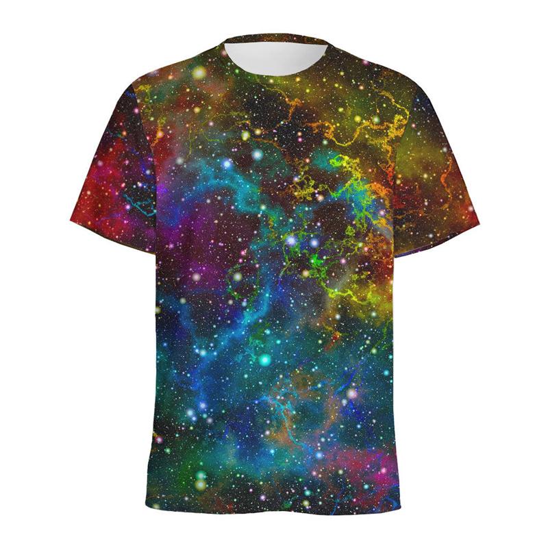 Футболка с красочным рисунком галактики и космоса для мужчин, с круглым вырезом и коротким рукавом, с принтом вселенной и звездного неба, футболки, топы, женская свободная футболка