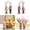 2 Pieces Easter Couple Bunny Figurines Ornament Decor Resin Rabbit Statue