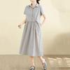 Короткий рукав Плюс размер Хлопок винтажный горошек новые платья для женщин повседневное свободное длинное летнее платье