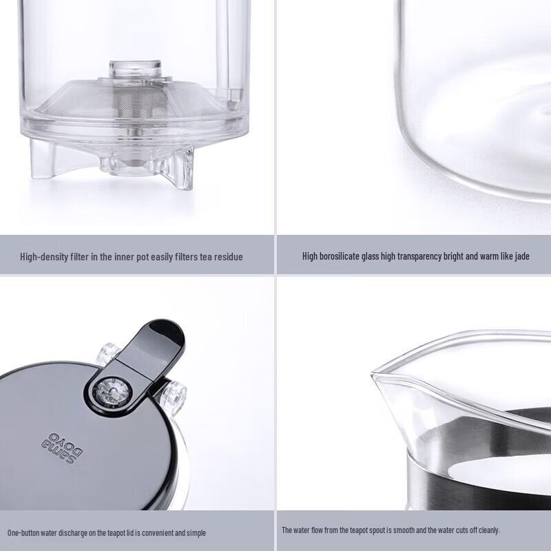 Shang Ming 750ml One-Touch Filter Glass Teapot