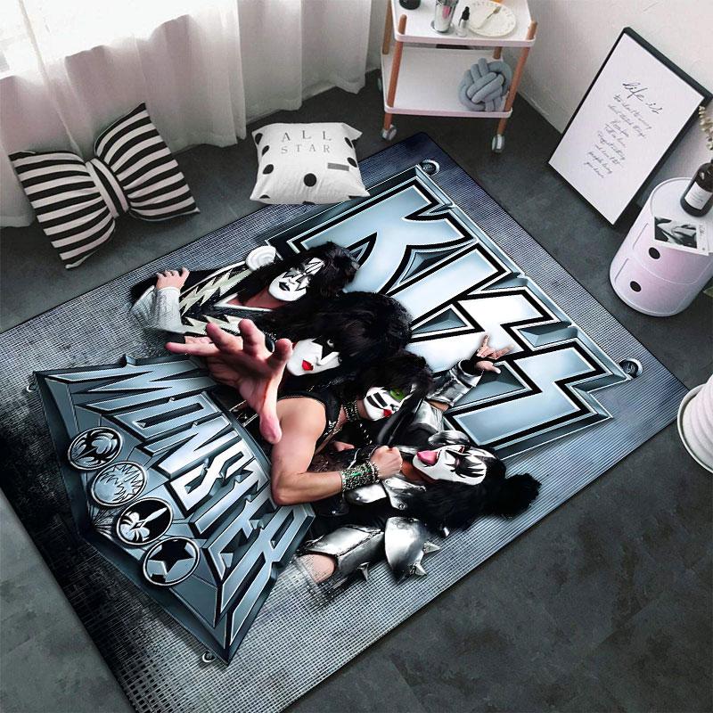KISS rock band Carpets and Rug 3D Printing Carpet Floor Mat Living Room Bedroom Large Area Soft Carpet-JM002