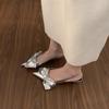 Женские туфли-лодочки Slip on Женские сандалии Лето 2024 года Острый носок Серебряные туфли для вечеринок Модные женские туфли на высоком каблуке с бантом Zapatos Mujer