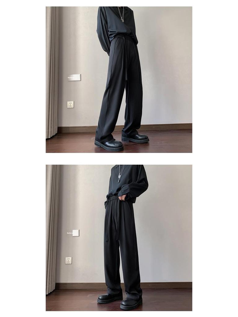 Брюки из итальянского драпированного ледяного шелка в стиле британских яппи с завязками