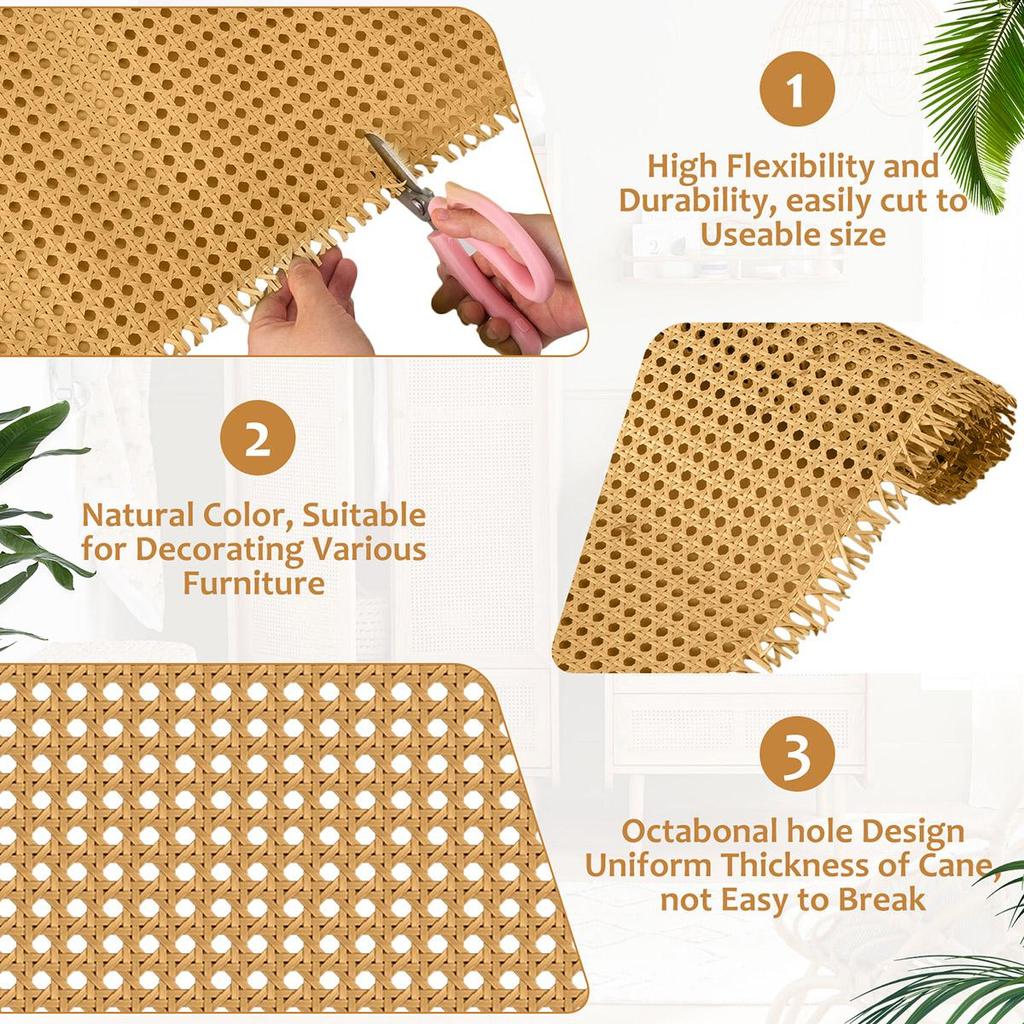 Indonesian Plastics Rattan Webbing for Cane Projects 40/45/50Cm Woven Open Mesh Cane Roll Furniture Decoration Repair Tools Hot