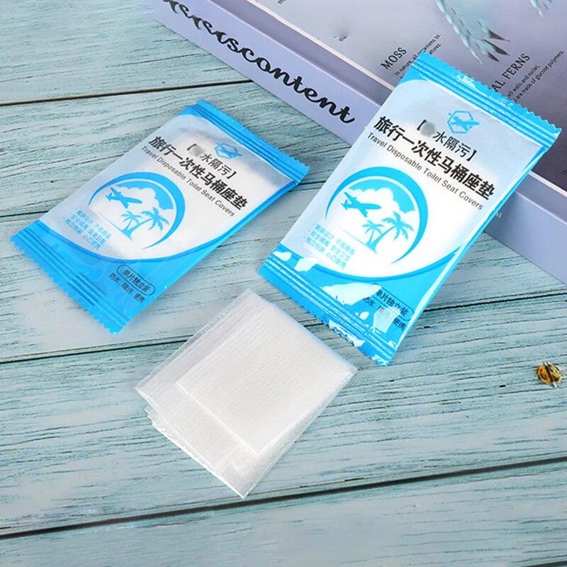 50 шт одноразовых пластиковых чехлов для сидений унитаза, водонепроницаемых и нескользящих, в индивидуальной упаковке, для путешествий, защитные чехлы для сидений унитаза