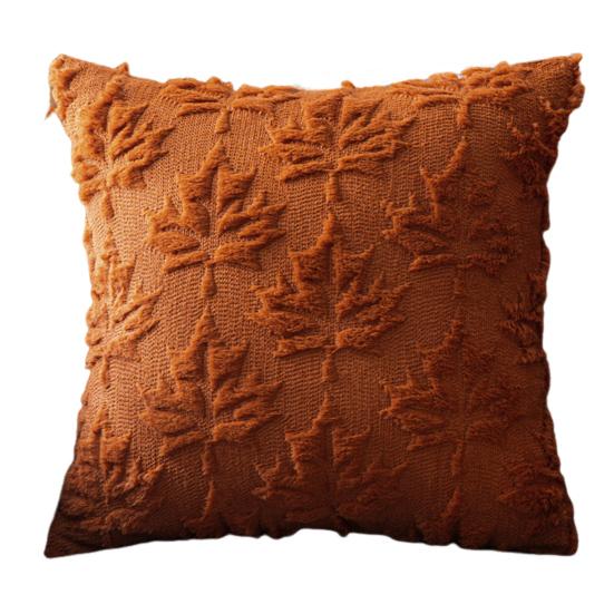 Decorative Pillow Case Embroidery Maple Leaves Pumpkin Pattern Pillow Cover Removable Easy To Clean Washable Throw Pillow Case