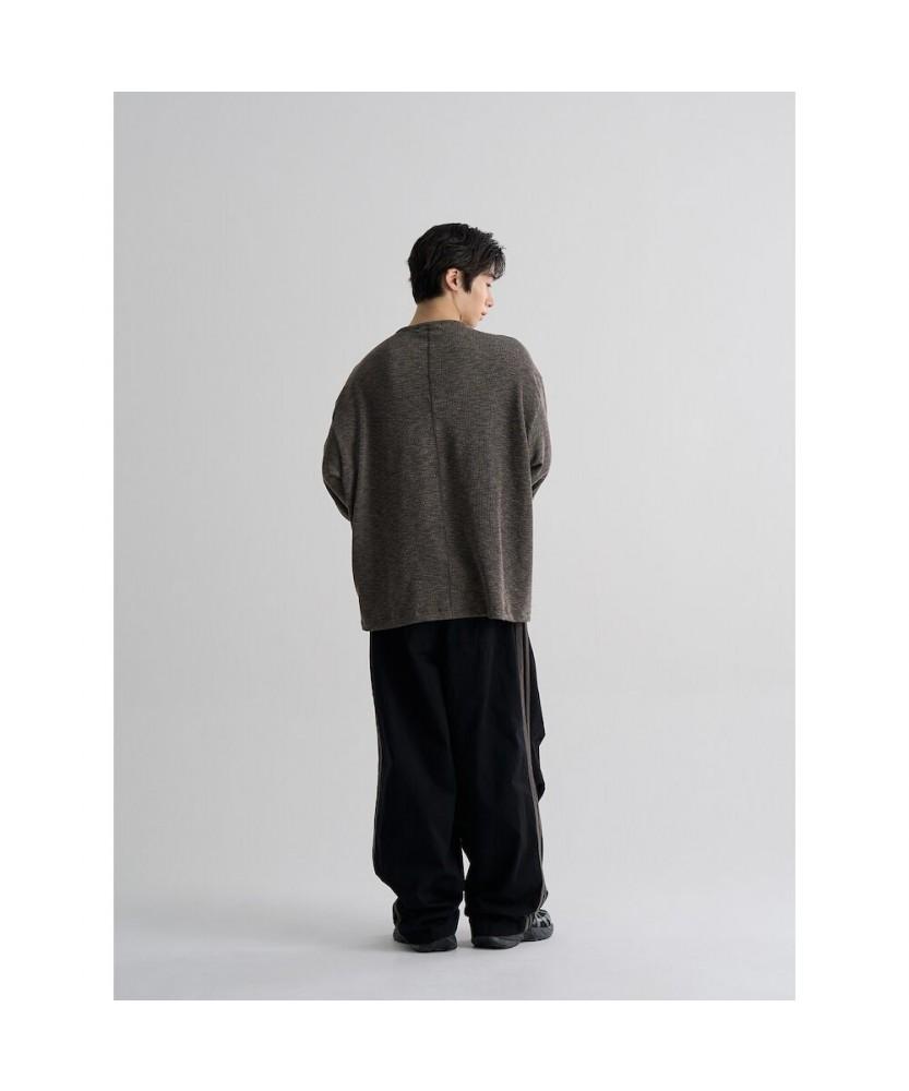 8SECONDS Waffle Button Henley Neck T-Shirt Brown