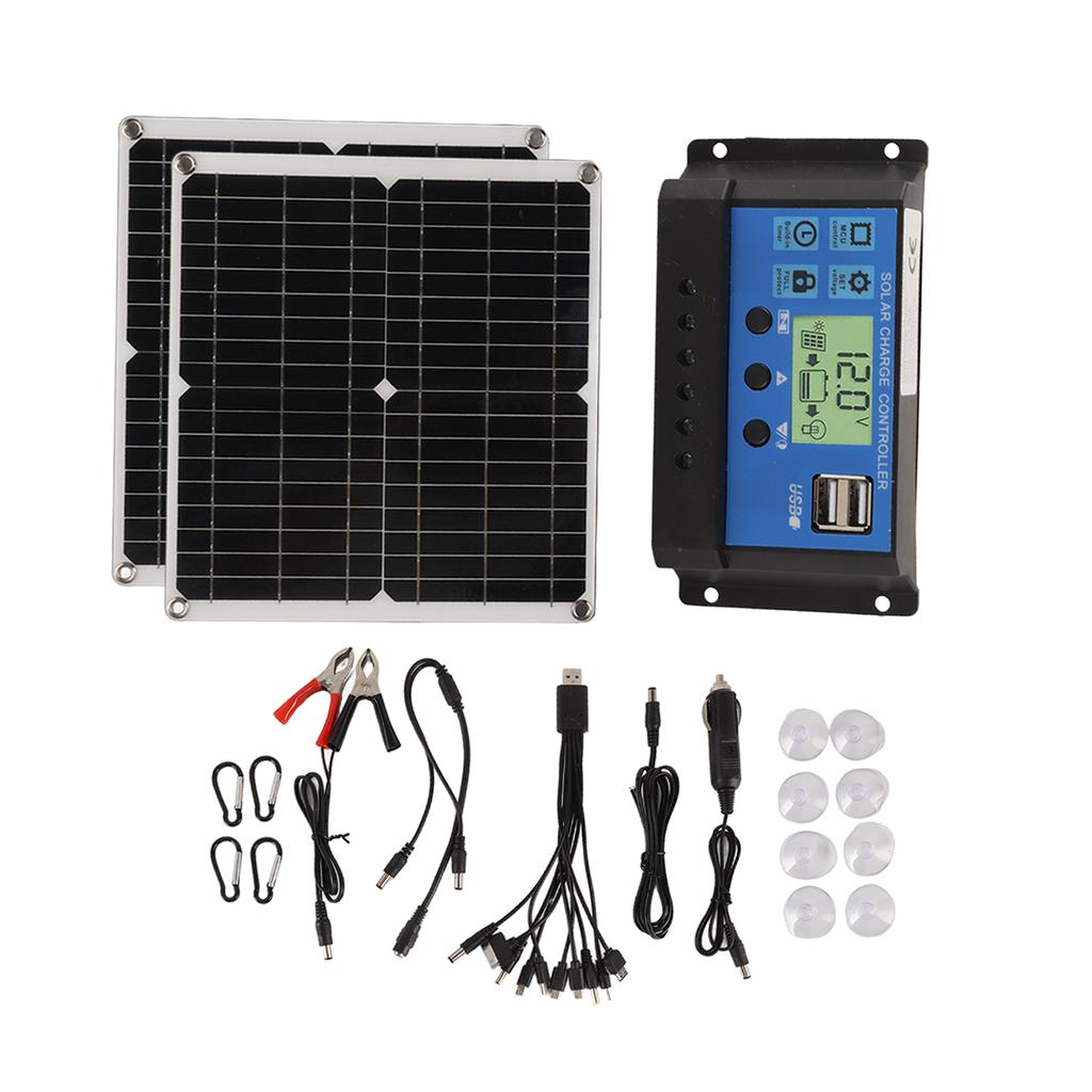 Solar Panel Kit 50W Solar Panel 60A Solar Charge Controller Set with 2 USB Output for RV Camping