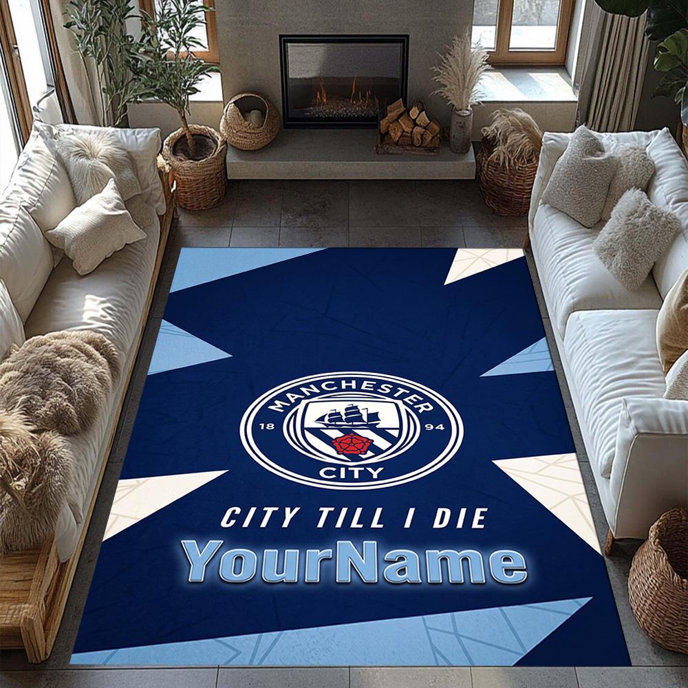 Manchester City Customize Your Name Carpet Design for Dormitory Hallway Study room Balcony Anti-slip Rug Office home decor Gift for Festivals