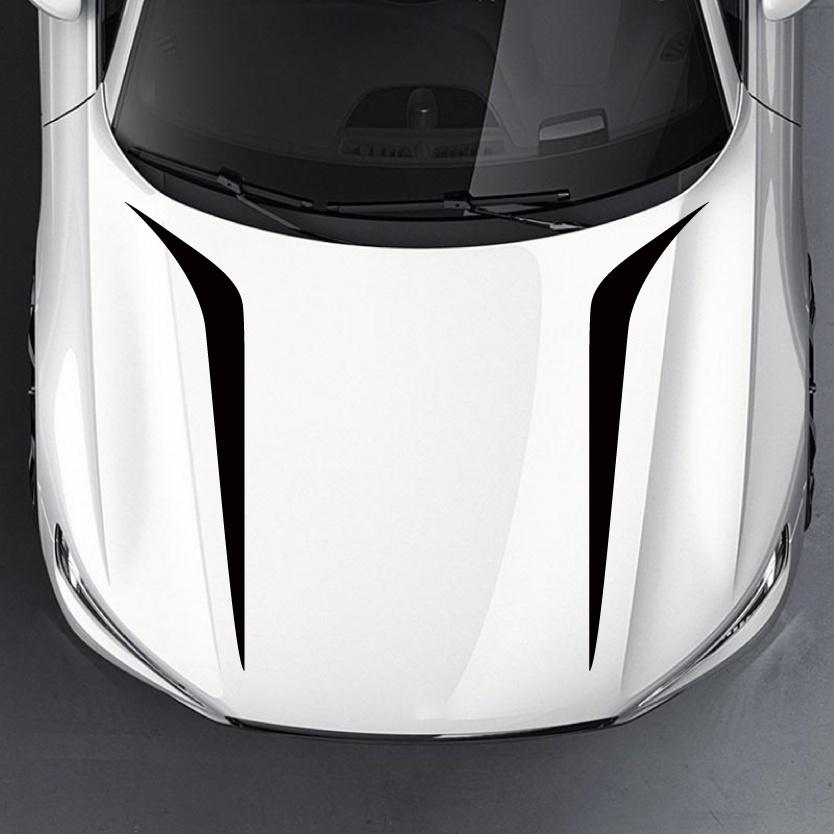 2Pcs Car Decals Striped Engine Hood Body Vinyl Decals Hood Cover Decals New Professional Multi-Fit Styling Auto Decoration