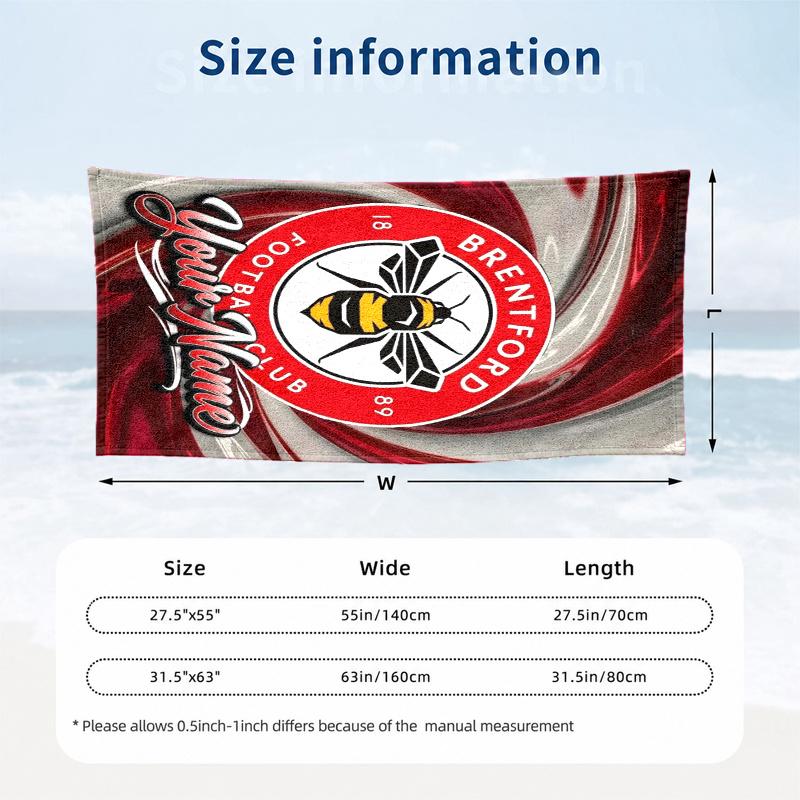Brentford FC Custom Name Beach towels also serve as bath towels summer essential a musthave for the outdoors the beach and the pool holiday gift