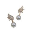 Personality classic angel wings pearl earrings women's Japanese and Korean temperament personality versatile tide earrings elegant Internet celebrity