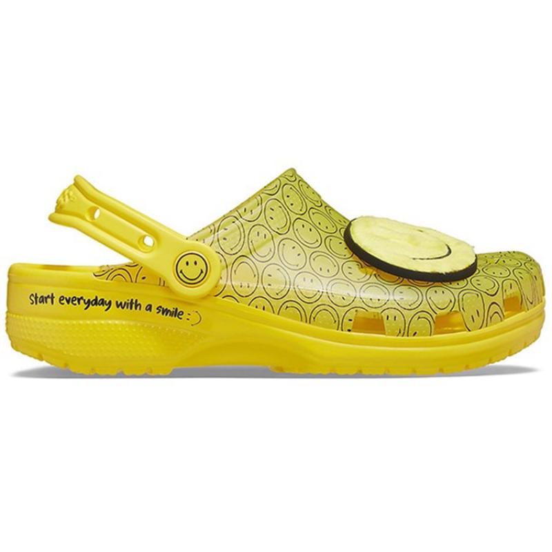 SMILEY x Crocs Classic Clog Translucent Smiley Beach Sandals Unisex Yellow