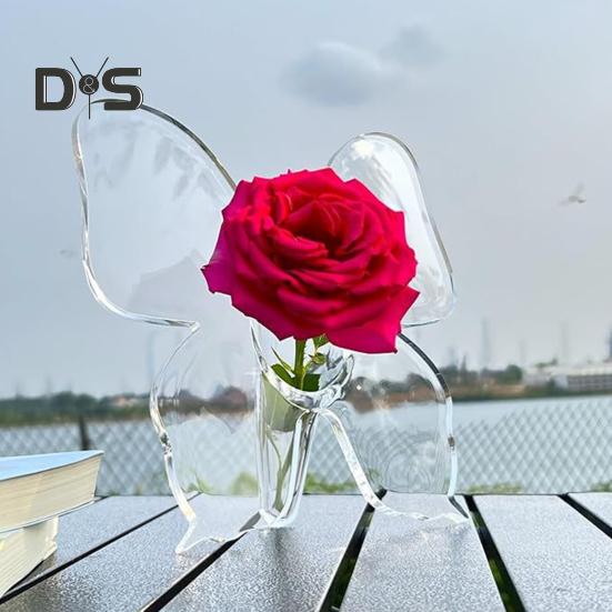 2 шт. ваза-бабочка прозрачная акриловая ваза для цветов настольное украшение ваза-бабочка для гостиной спальни столовой офиса декор