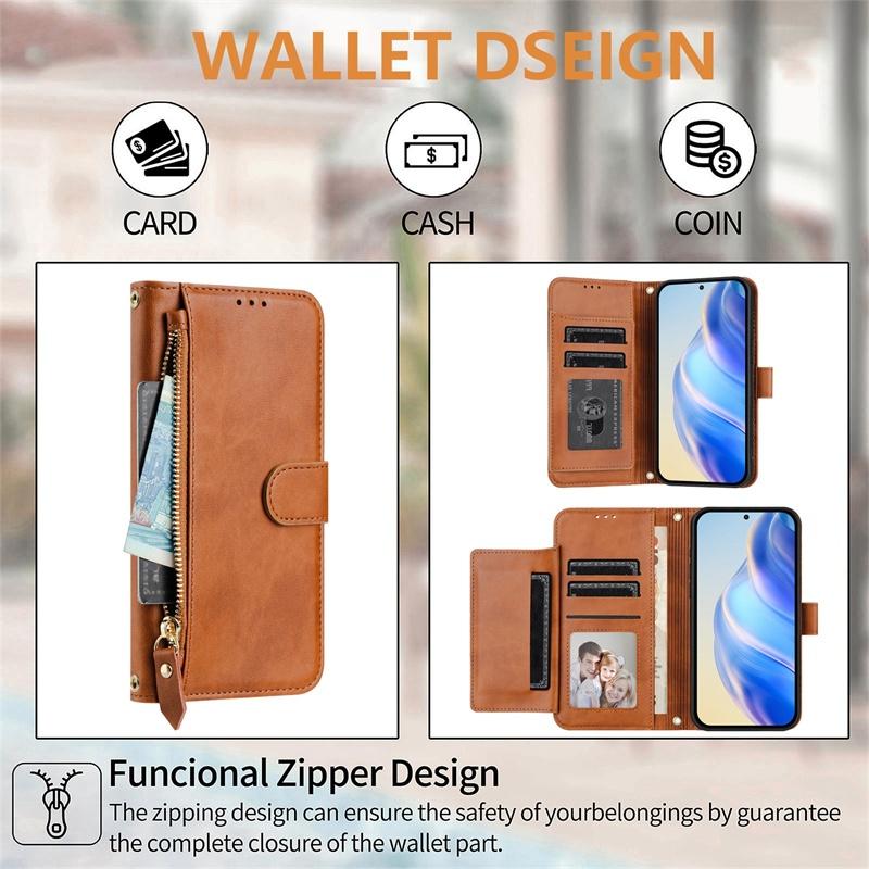 Чехол-книжка для OPPO Reno 9A 11F 12F 12FS 13F 10 11 12 13 Pro 4G 5G матовый кожаный чехол-кошелек с отделениями для карт и держателем для сумки на молнии