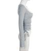 Bell Sleeve Slim Crop Tops Bow Skinny Knitwear Sweet Bottoming Top  Spicy Girl