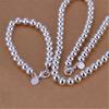 Silver Plated Necklace Set S925 Silver Bracelet Set Fashion Jewelry Silver 8MM Bracelet Necklace Set