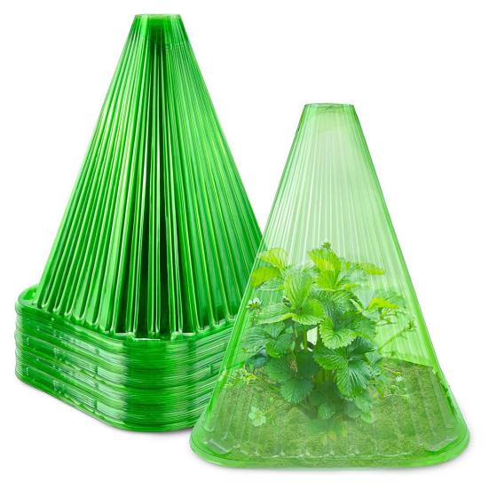 10 Pcs Plant Cloches Transparent Cloches Nursery PET Plastic Reusable Garden Cover Plant Windbreak