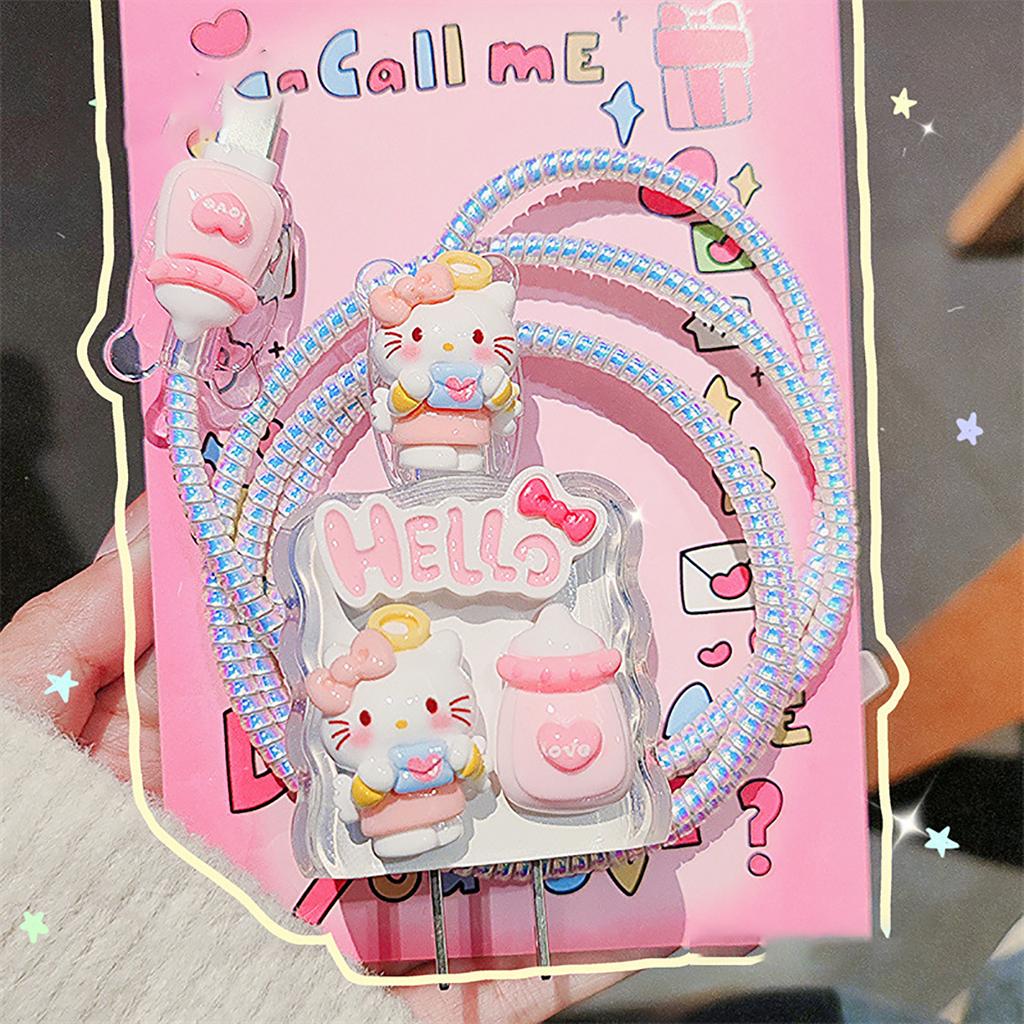 Мультяшная милая накладка на зарядное устройство для телефона Sanrio Для iPhone Для iPad Хелло Китти Почакко Чехол для адаптера питания с быстрой зарядкой